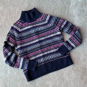 J. Crew Women’s Fair Isle Sweater Print Wool Turtleneck Sweater Size XS Like New